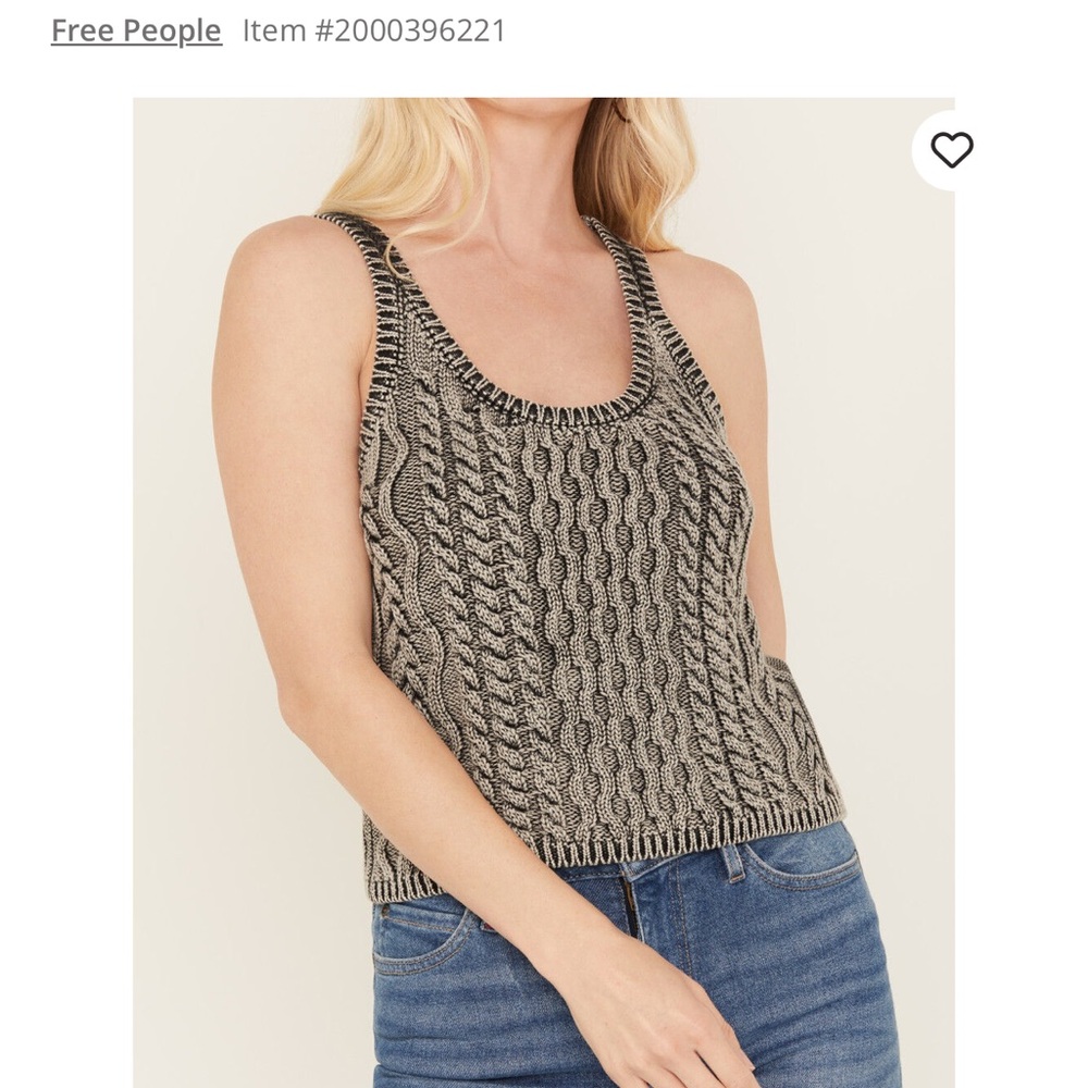 Free People High Tide Cable Knit Tank-XS-EUC gray
